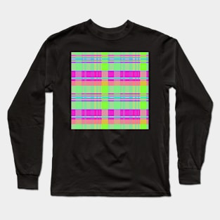 Neon Aesthetic Iona 2 Hand Drawn Textured Plaid Pattern Long Sleeve T-Shirt